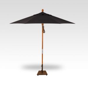 9' Wood Market Umbrella - Black