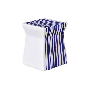 Ceramic Artisan Series Ashlar Stool/Accent Table - Blue White