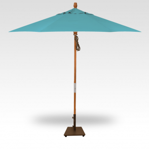 9' Wood Market Umbrella - Aqua