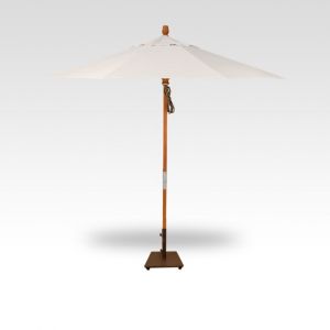 9' Wood Market Umbrella - Vanilla